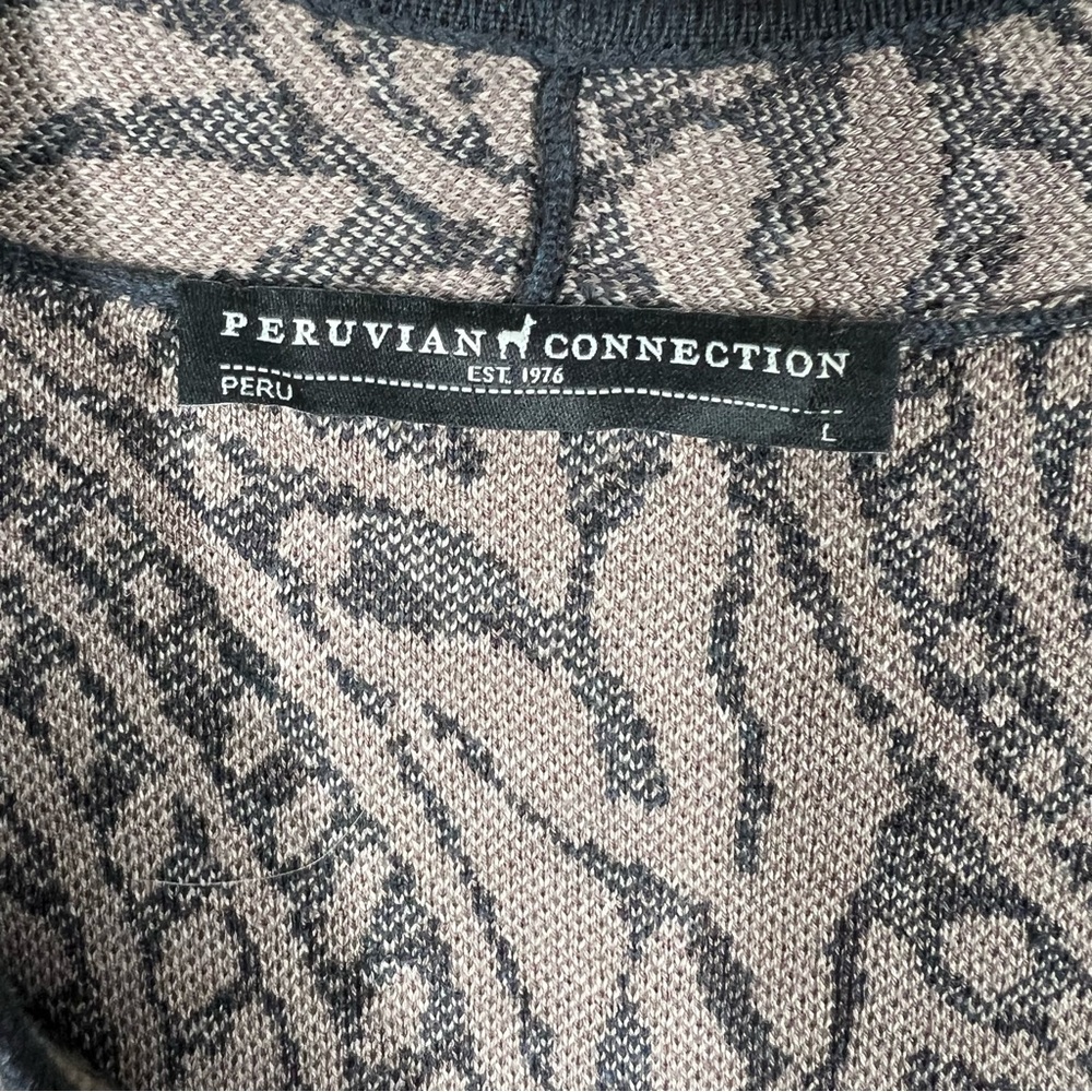 Peruvian Connection Brown Black Paisley Pima‎ Cotton Button Cardigan - Picture 3 of 5